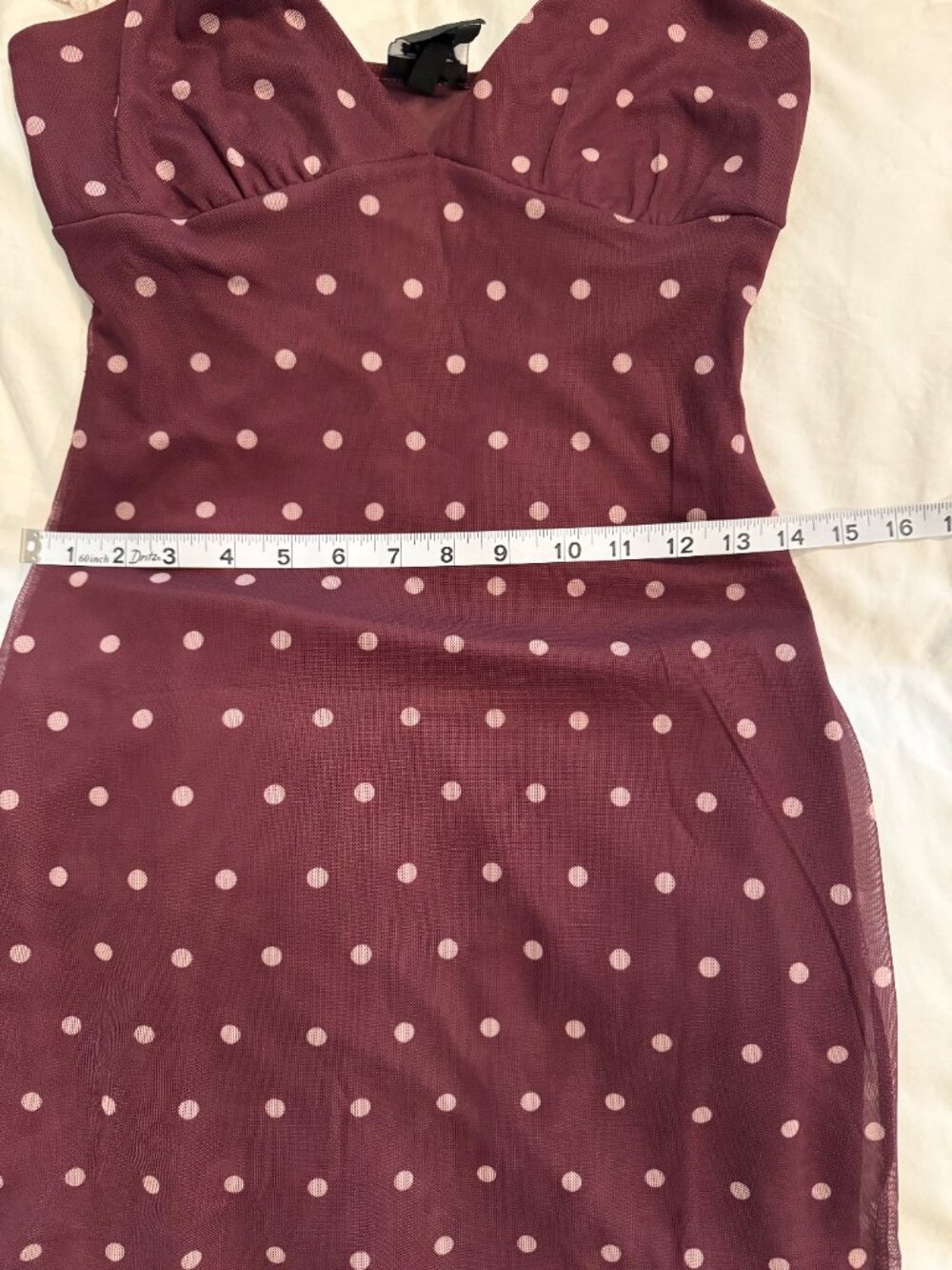 Planet Heart Burgundy Polka Dot Mesh Maxi Dress S NWOT - Picture 9 of 11